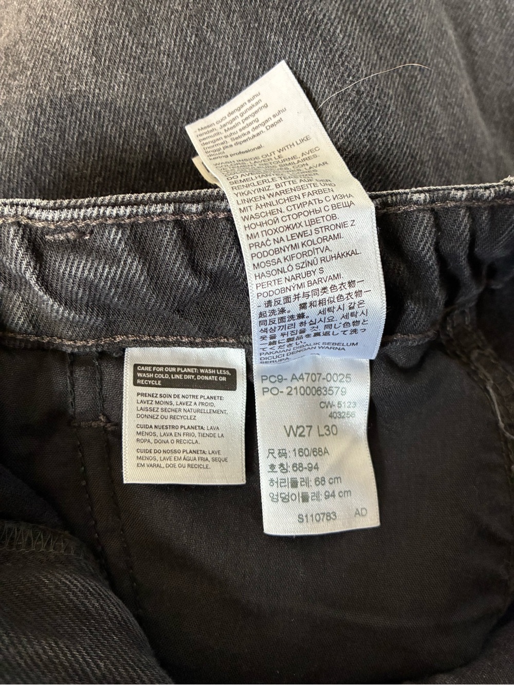 Levi’s 94 Baggy Black Wide Leg Drawstring Hem Cargo Jeans size 27 - Picture 5 of 7